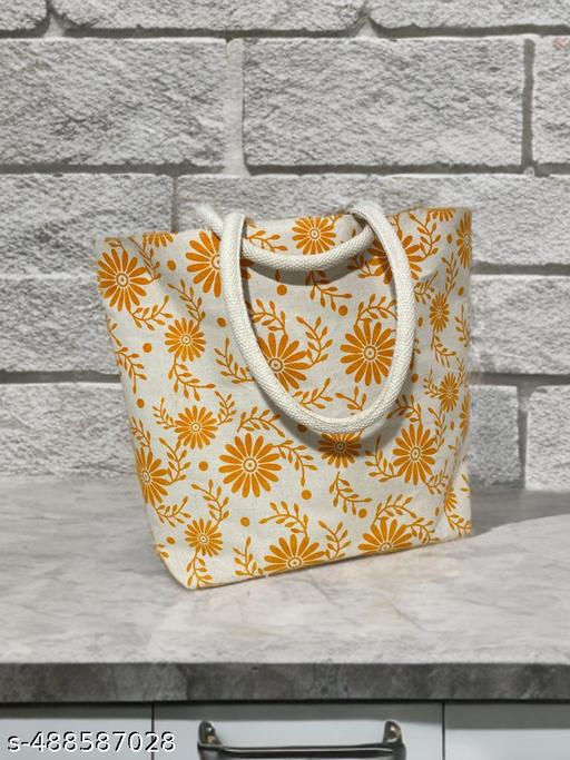Stylish Yellow Floral Canvas Bag with Studded Handles & Coin Pocket - Affordable and Trendy