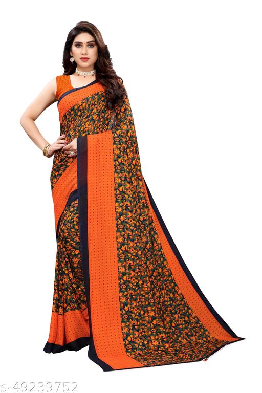 DailyWear Women's Georgette Printed Saree With Blouse Piece