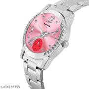 HMXT-152 Playful Pink Stunning Silver Series Women's Chain Analog Watches Classic, Attractive, Professional, top-trendy and stylish Analog Watches for Women/Girls for office, school use
