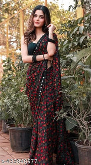 GEORGETTE PRINTED SAREE WITH BLOUSE