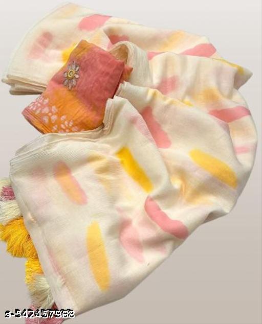 Soft Linan Cotton Summer collection digital print Traditional look saree