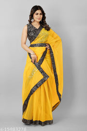 Elegant Party Wear Saree with Sequin Lace Border and Matching Designer Sequin Blouse for Women