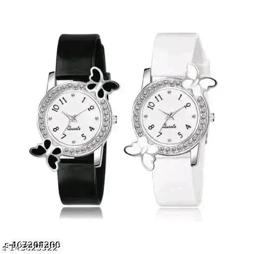 Girls and Woman Watch Gorgoues Butterfly Diamond & Fancy Wrist Types Professional Looking Party Wear Fashionable Watch Analog Watch For Girls Birthday Gift buy 1 get 1 free combo