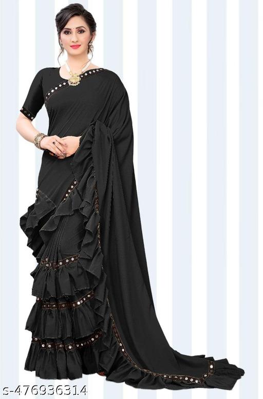 Ruffle LYCRA BLAND Trending Sarees with Beautifull Lace ethnic new arrival 2025 fashion laxmipati daily wear  south kanjivaram new design rajsthani latest saree bollywood bihari siqwansh mysore paithni sequin top rated south indian sarees