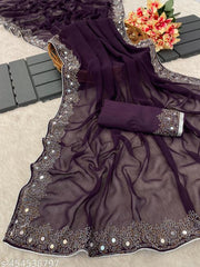 FREYA FASHION SOFT GEORGETTE WITH SIROSKI DIAMONDS WORK WEDDING CREATION & PARTY WEAR SAREE