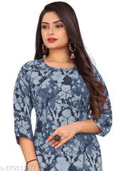 Women Crepe Fabric Printed Straight Kurti, Size -S, M, L, XL, XXL, 2XL, XXXL, 3XL, 4XL, 5XL ( New Arrival New Design Fashionable Kurti Combo of 2)