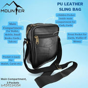 Vegan Leather Sling Cross-Body Travel Office Messenger One Side Shoulder Bag for Men, Women & Boys