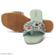 Women's Premium Floral Embroidered Toe Ring Flats for Women | Designer Open Toe Slip-On Casual & Party Wear Footwear