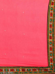SERONA FABRICS Women's Georgette Kutchi Embroidery Work Designer Saree