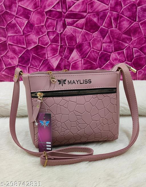 Gorgeous Stylish women pink PU sling bags/Small Sling bags/Premium PU leather sling bags for women/Full handwork bag/Party wear and wedding bag for women