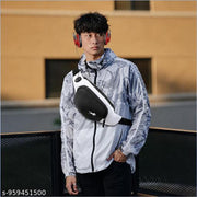 Unisex Sports Fanny Pack with Earphone | Lightweight Dual-Tone Waist Bag for Running, Gym & Travel | Multi-Pocket Crossbody Sling Bag