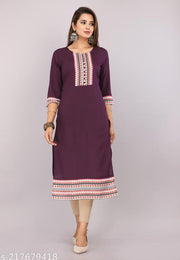 Rayon Sleeve pom pom kurti for women