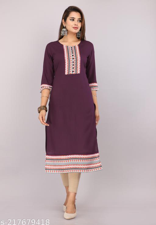 Rayon Sleeve pom pom kurti for women