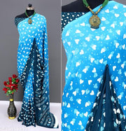 Rekha Maniyar Women's Georgette Printed Saree With Unstitched Blouse