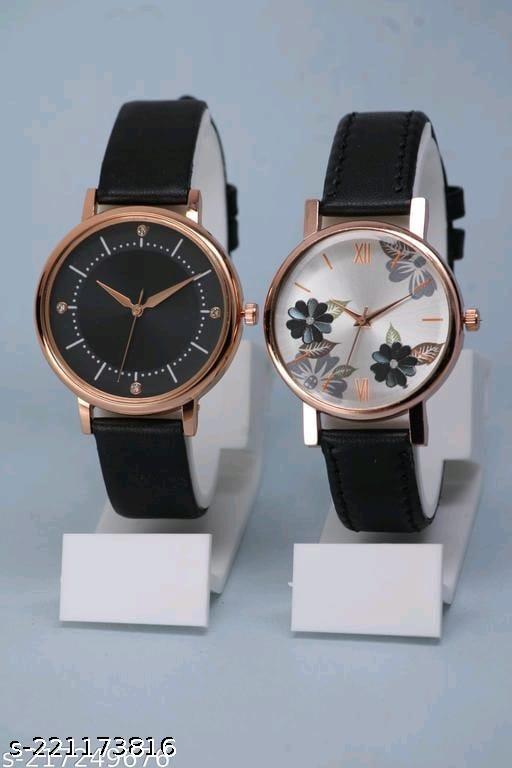 Best Quality Festive Season Flower Designer Round Dial Attractive Leather Belt Women Watches Combo Pack of 2 Watches combo for women stylish girl watches combo pack of 2 analog watches combo wrist watches combo watches for girls stylish watches Set