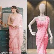 TDG present pure faux georgette saree with mirror stone work and three layer work embroidery design with stylish separate embroidery blouse piece for this season and party wear for women's n girls