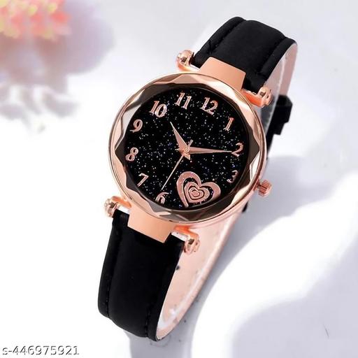 women watch black Best High Quality Attractive Unique new 3D heart Designer Leather Belt Analog watches for girl