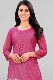 Elegant Net Fabric Embroidered Kurta for Women