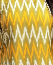 Casual American Crepe Round-Neck 3/4 Length Sleeves Geometric Printed Straight Yellow  Kurti (45"Inches)