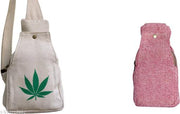 Off White Canvas Sling Bag with Green Leaf Print | Adjustable Crossbody Shoulder Bag for Women & Girls | Lightweight Casual Travel Bag with Zipper Pockets, Eco-Friendly Stylish Design