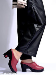Shoetopia Solid Round Toe Cherry Pumps For Women & Girls