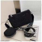 Silver Women Sling Bag Rhinestone crossbody sling bag for Women girls party wedding combo coin Purse