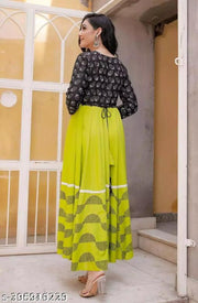 Stylish Rayon Printed Green women Kurtis