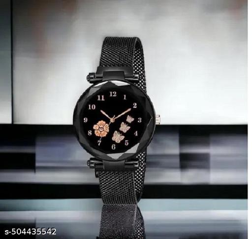 Maune Hub Stainless Steel Analog Magnet Watch For Girls And Women