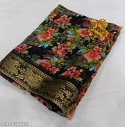 NEW FLOWER GEORGETTE DESIGN SAREE WITH BORDER