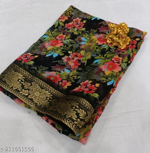 NEW FLOWER GEORGETTE DESIGN SAREE WITH BORDER