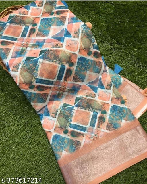 Cotton Linen Printed  latest design ready to wear  partywear trending  girls party with blouse  traditional simple Best Collection Saree