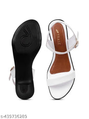 TRASE Women's Casual Kitten Heel Sandals (47076, White)