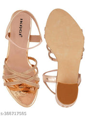 IKAGI Women's Fashion Sandals | Faux Leather Comfortable and Stylish Heel | For Wedding Occasion| For Women & Girls