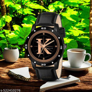 FEMEO WATCHES Analog Round black Dial ALPHABET K Design Stylish black Strap Classic Design Fancy Watch for Men and Boys, Pack of 1 ALPHABET K-AVO-BLK-L-1