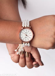 White Bead Bracelet Type Watch for women