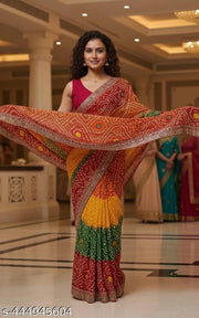 BANDHANI SAREE,RED SAREE,WOMEN SAREE