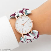 Analog Scrunchie Watch for Women & Girls Premium Silk Satin Cloth Scrunchie Watch Multicolor Fabric Bend Watch For Girls And Women Pack Of 2