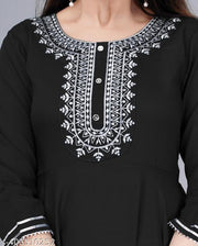 Women Solid Rayon Fabric Women Kurti With Embroider On Yoke
