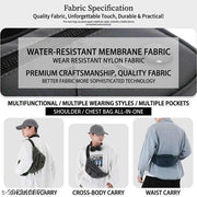 Nylon Waist Bag for Men & Women | Water Resistant Sling Bag with Multiple Pockets | Crossbody Chest Bag for Travel, Gym, Hiking & Daily Use | 30.5 x 5 x 14 cm