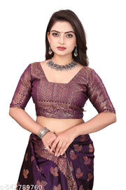 Banarasi Copper Silk Saree with Rich Gold Zari Weaving & Runnig Blouse Piece