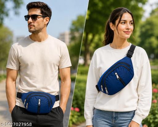 Flikker: Stylish Unisex Polyester Kawar Yatra Waist Bag | Water-Resistant Crossbody Chest Bag Trendy Side Bag  for Boys Belt Bag Girls Unisex Crossbody Wallet Purse Small Wallet Pouch Fanny Pack Swag Bag for Man Hip Bag (Blue, Pack of: 1)
