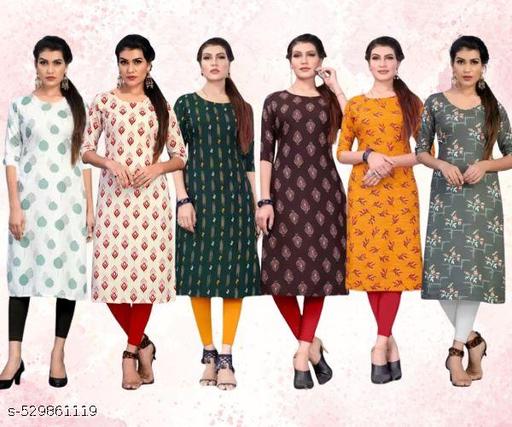 Women Printed Crepe Kurti (Combo Of 6)