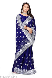 Heavy Silver Embroidery Work With Full Diamond(stone) Handwork Beautifull Saree