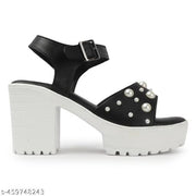 High Heel Stylish and High-heeled footwear adorned with artificial pearls Comfortable Sandals For Women's and Girl's|Stylish Heels Sandal for Womens
