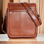 Tan Men Sling Bag Men’s Premium PU Leather Sling Bag – Compact Crossbody Side Bag