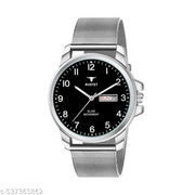 RUSTET Analog New Track Number Dial Day Date Functioning Steel Strap Watch for Men