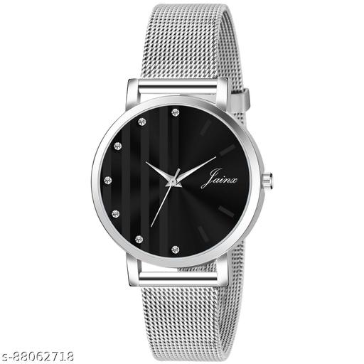 Jainx JW689 Black Dial Mesh Band Analog Watch - For Women