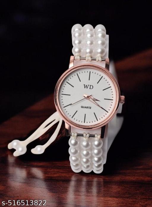 White Bead Bracelet Type Watch for women