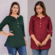 Stylish Rayon Mandarin Neck 3/4th Sleeve  Office Wear Kurti, Casual Tunic Tops for Women
