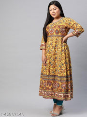 Akiko PLUS SIZE Rayon Floral Printed  Anarkali Kurta